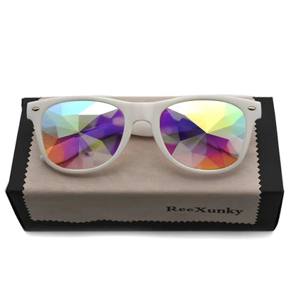 Classic Square Party Sunglasses Women Men Fashion EDM Light Diffraction Futuristic Rave Festival Sun Glasses Psychedelic Prism