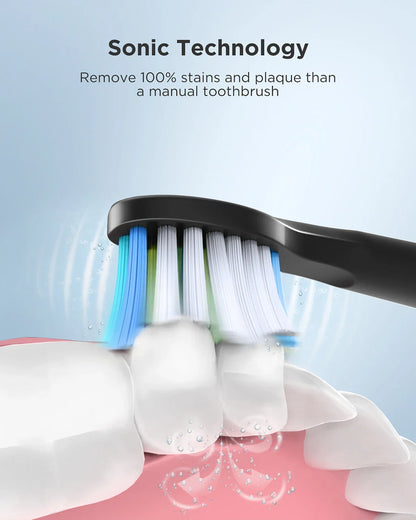Fairywill Sonic Electric Toothbrush E11 Waterproof USB Charge Rechargeable Electric Toothbrush 8 Brush Replacement Heads Adult