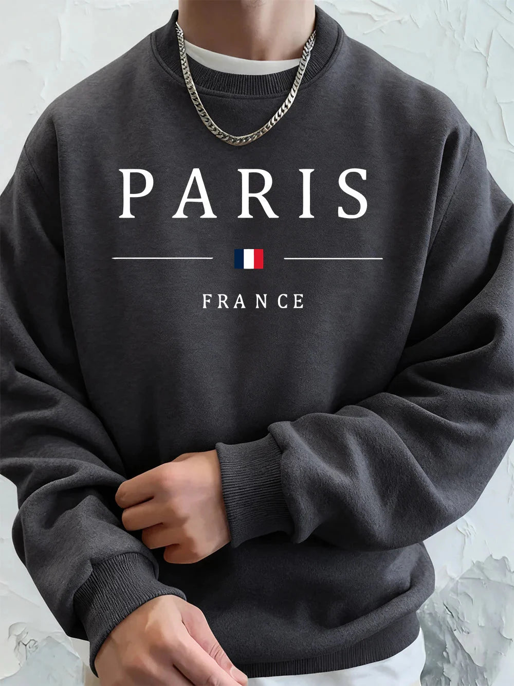 Paris France Flag Printing Men'S Hoodies Autumn Oversize Sweatshirt Hip Hop Crewneck Fleece Warm Streetwear Street Men Clothes