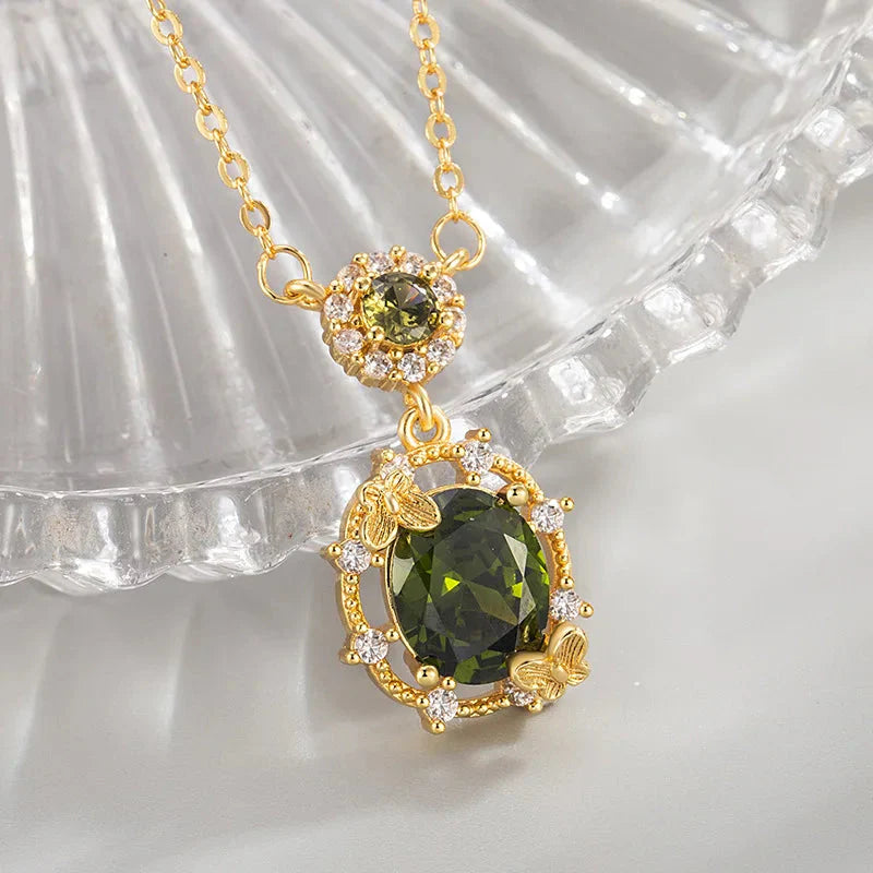 The three-piece set of gold-plated necklace, earrings and bracelet is an elegant wedding and party accessory for women.