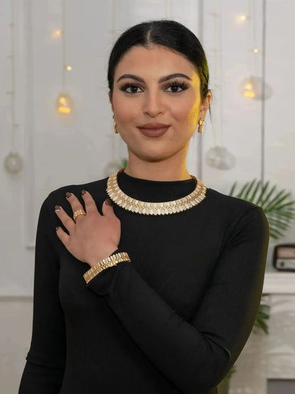 HOT  Jewelry Sets For Woman Wedding Parties Jewellery Necklace Earrings Rings Bracelets For Gift Plating18k With CZ White shell