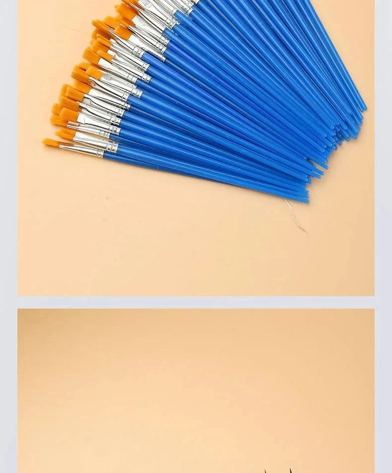 10/20/50Pcs Painting Brushes Set Art Round / Flat Brushs Nylon Hair Paint Brushes Pen for Oil Acrylic Watercolor Art Supplies