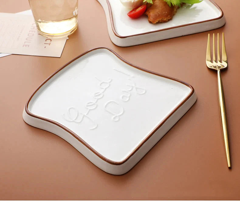 Ceramic Dinner Plate Household Creative Bread Plate Toast Plate Dessert Plates Cake Plates Breakfast Plates Ceramic Tableware