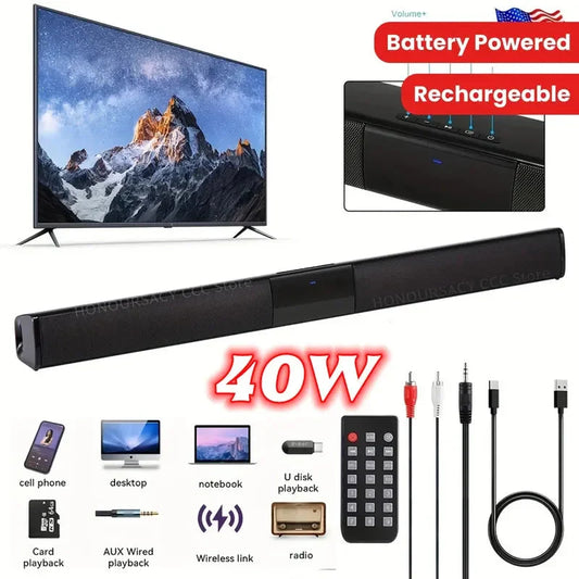 BS-28B High Quality Bluetooth Speaker High Power Wallmounted Wireless 40w Sound Bar Stereo Home Theater TV Strong Bass Sound Bar