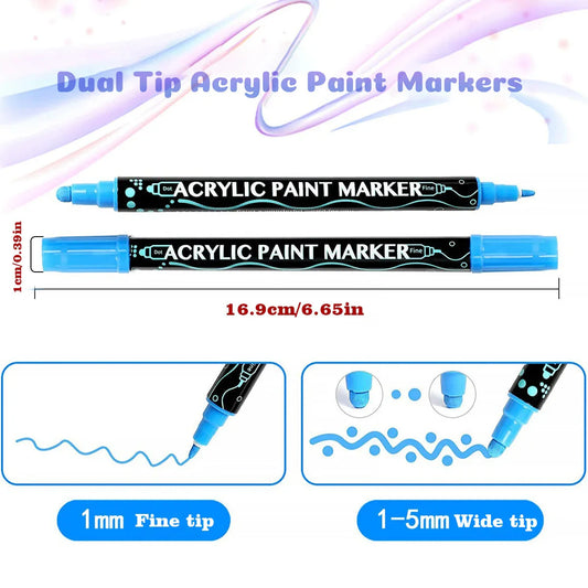 12/24/36/48 Colors Dual Tip Acrylic Paint Pens Markers  for Wood Canvas Stone Rock Painting Glass Ceramic Surfaces DIY Crafts