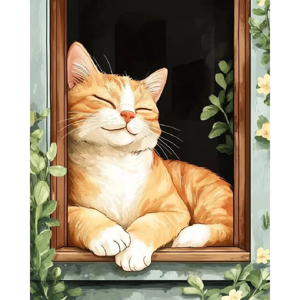 Canrichshop Black Cat Adult Paint by Number,Funny Bathing Cat Adults' Paint-by-Number Kits, Adults Beginners Unframed