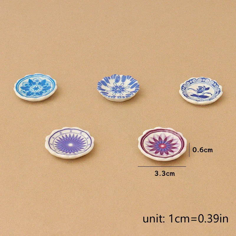 Doll Home Simulation Kitchen Tableware Accessories Dolls House Scene Decor Toy 1:12 Dollhouse Miniature Dining Plates