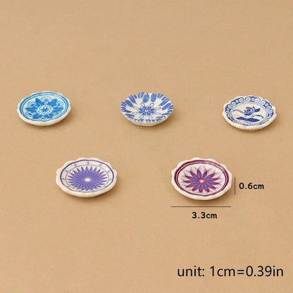 Doll Home Simulation Kitchen Tableware Accessories Dolls House Scene Decor Toy 1:12 Dollhouse Miniature Dining Plates
