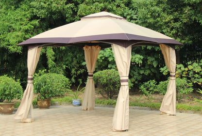 3x3m Waterproof Garden Gazebo - Luxury Sunshade Pergola with Mosquito Net