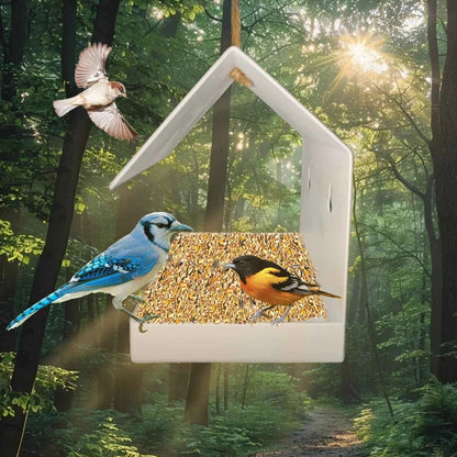Metal Bird Feeder House, Morden Design House Bird Feeder, Perfect for Attracting Wild Birds, Outdoor Garden Bird Feeder