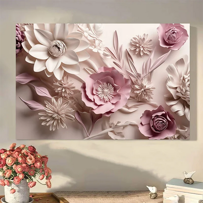 Charming Pink Floral Canvas Wall Art with Wooden Frame - Ideal Home Decor for Bedroom, Living Room & Office