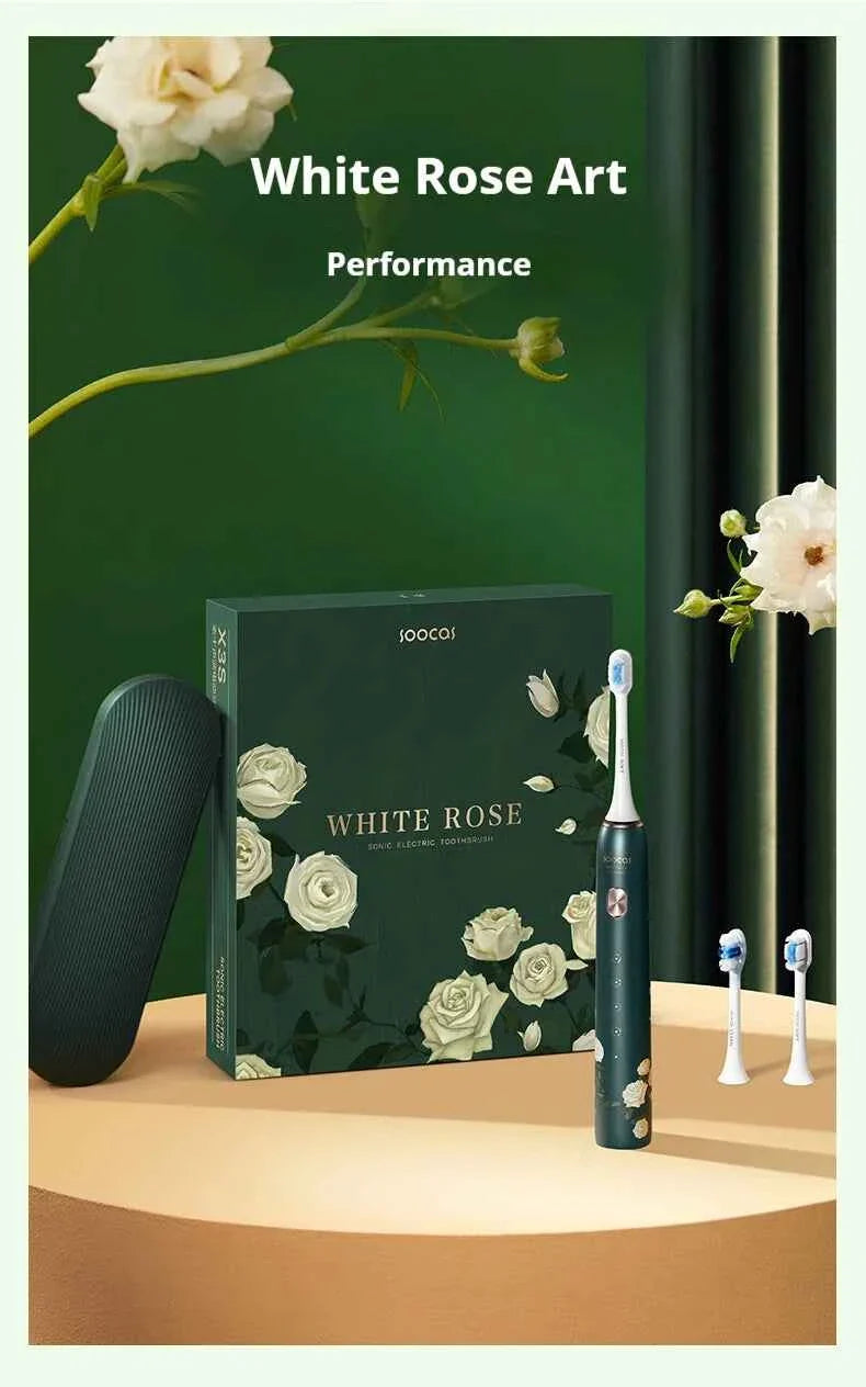 SOOCAS X3S White Rose Adult Smart Sonic Electric Toothbrush IPX7 Waterproof Ultrasonic Tooth Brush Upgraded 180 days life