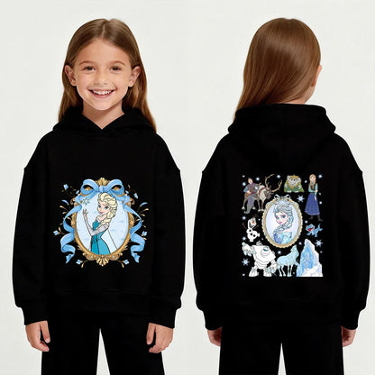 Disney Stitch Frozen Elsa Plush Pullover Hoodie - Children's Winter Fleece Sweatshirt