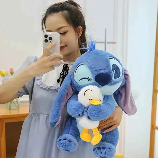 Disney Cute Stitching Duck Plush Toy Kawaii Cartoon Anime Plush Doll Sleep Pillow Soothing Toy Boy and Girl Birthday Gifts