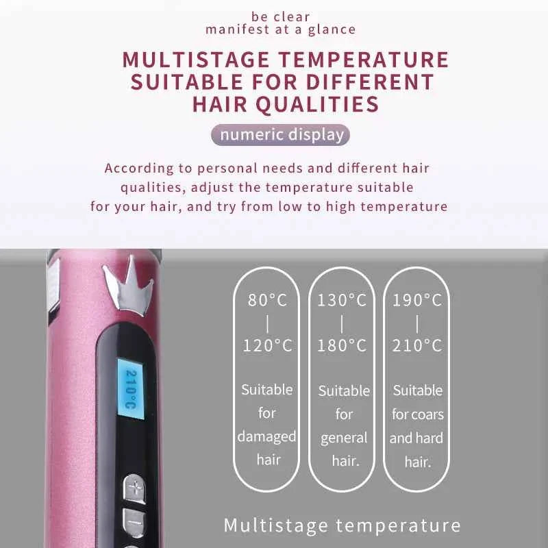 Kemei Professional Hair Curler Hair Curling Iron Wand Ceramic Tourmaline long Barrel Dual Voltage 100-240V Hair Waving Style Too