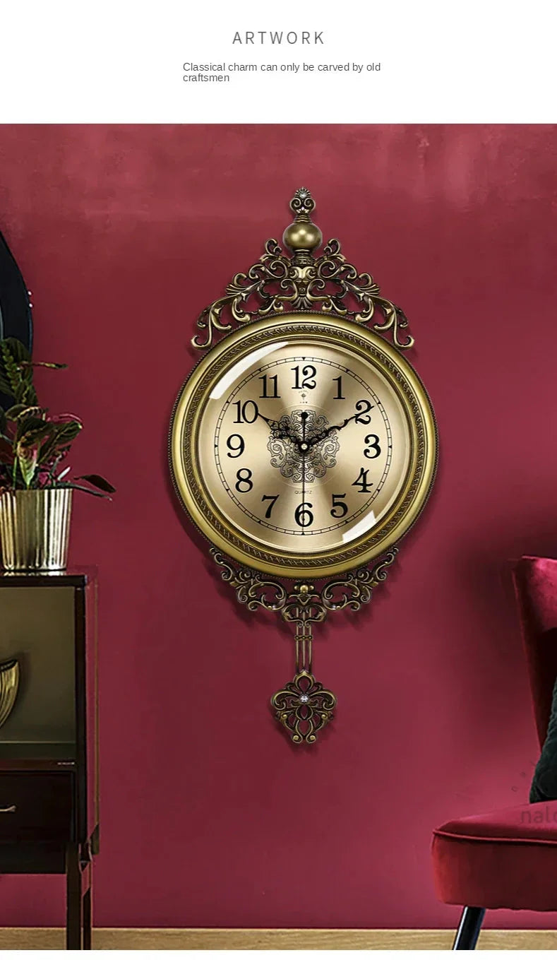 Large Luxury Gold Wall Clock Living Room Silent Creative Swing Wall watches Bedroom Quartz Clocks Wall Home Decor