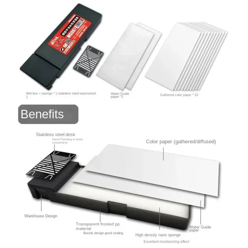 Water-based Paint Set Hand-painting Wet Palette Coloring Tool Pigment Toning Moisturizing Box for  Tools Hobby DIY