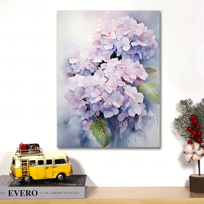 Hydrangea Floral Canvas Wall Art - Framed 11.8x15.7in Decor for Living Room, Bedroom, Kitchen, Office, Great Gift Idea