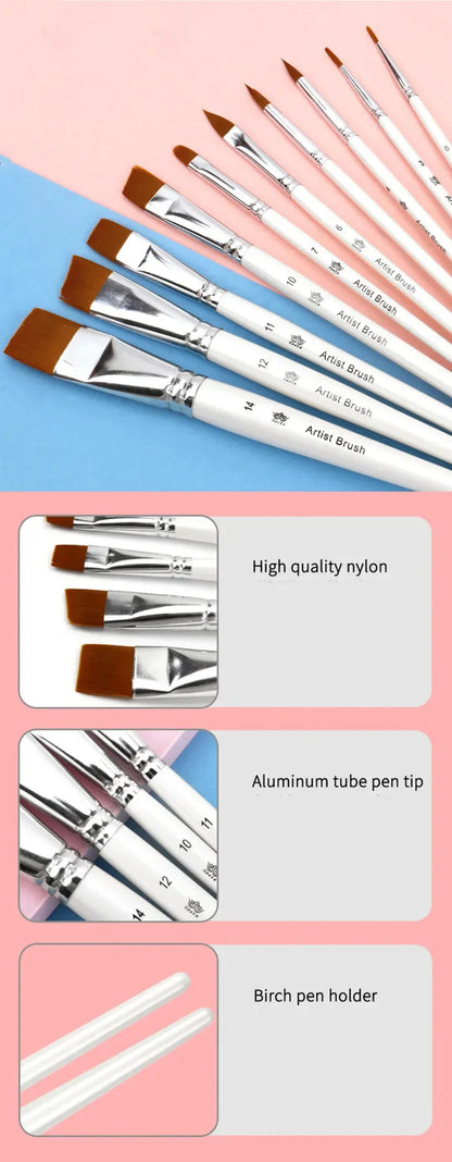 10pcs Multifunctional Art Painting Brushes Set Artist Art Painting Hook Line Watercolor Gouache Oil Painting Brush Art Supplies