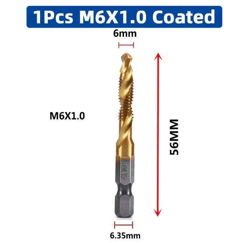 LiYu Shank Titanium Plated HSS Screw Thread Metric Tap Drill Bits Screw Machine Compound Tap M3 M4 M5 M6 M8 M10 Hand Tools