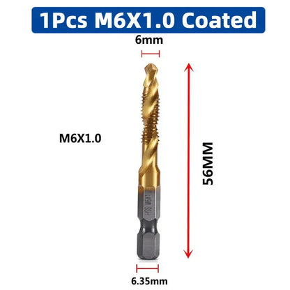 LiYu Shank Titanium Plated HSS Screw Thread Metric Tap Drill Bits Screw Machine Compound Tap M3 M4 M5 M6 M8 M10 Hand Tools