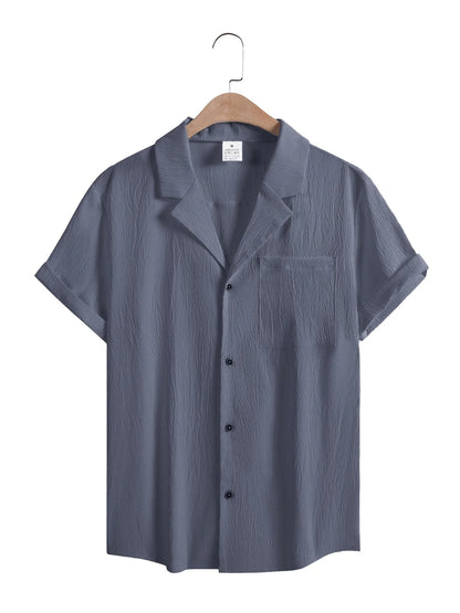 New Mens Short Sleeve T-Shirts Summer Trendy Breathable Loose Youth Basic Cotton Pocket Top Solid Color Stand Up Collar Shirts