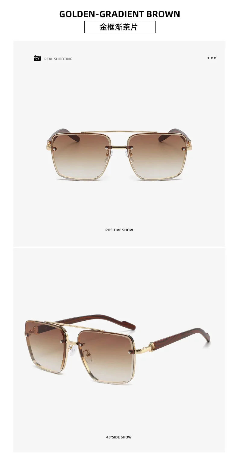 Square Sunglasses For Men Vacation Fashion Glasses Wooden Sunglasses Women Trendy Shades Vintage Gafas De Sol Hombre Zonnebril