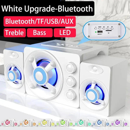 HIFI 3D Stereo Speakers Upgrade With LED Light AUX USB Wired Wireless Bluetooeh 5.0 Audio Home Theater Surround Sound Bar TV