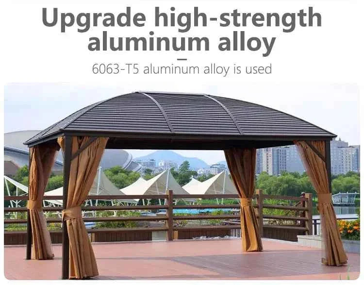 OneAlu Mobile Garden Gazebo - Aluminum Patio Pergola with Retractable Awning
