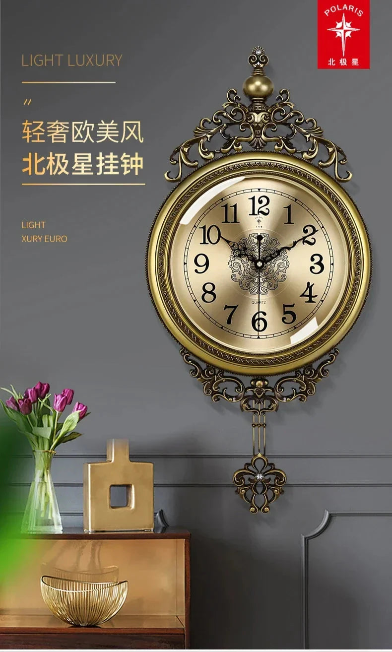 Large Luxury Gold Wall Clock Living Room Silent Creative Swing Wall watches Bedroom Quartz Clocks Wall Home Decor