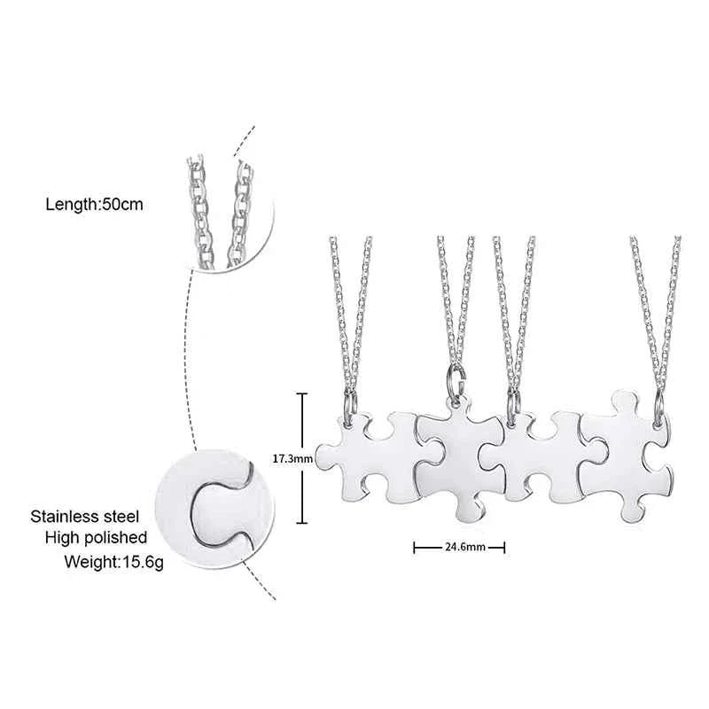 Personalized Puzzle Necklace Friendship Customized Pendant 2/3/4/5 Pieces Best Friends BFF Stainless Steel Bridesmaid Gift