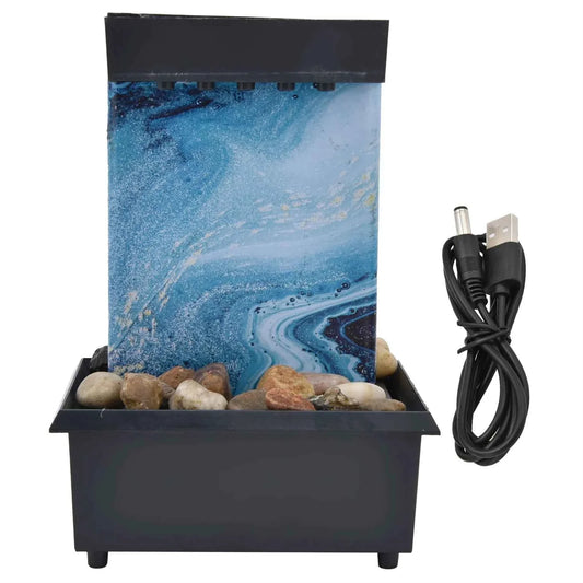 3V USB Marble Water Fountain Ornaments LED Tabletop Fountain with Stones for Home Office Table Decoration Desktop Water Fountain