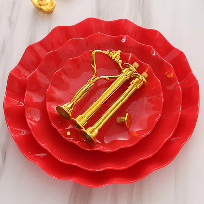 Plastic Dessert Display Table Wavy European And American Style Buffet Tea Break Cake Dessert Service Tray Fruit Plate Display
