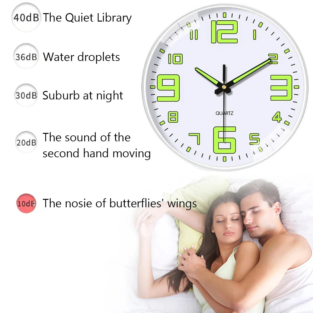 Glow In The Dark Luminous Numbered Round Clock