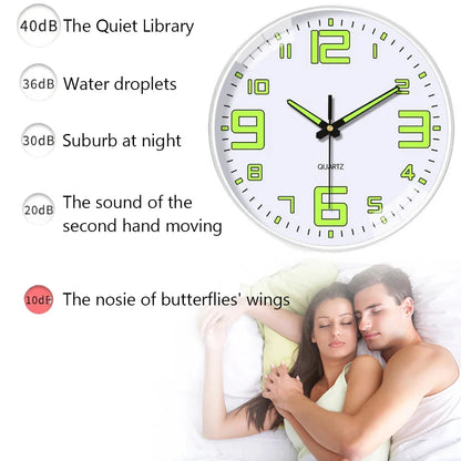 Glow In The Dark Luminous Numbered Round Clock