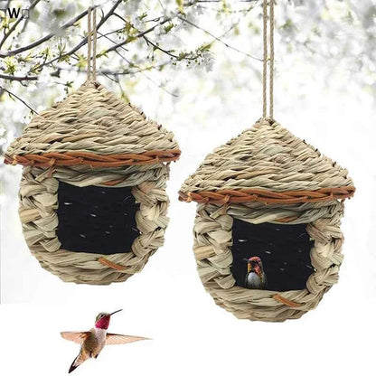 〔W〕Birds Nest Outdoor Hand-weaved Decorative Bird House Bird Cage Shelter Weaved Hanging Parrot Nest Creative Handmade Bird Cage