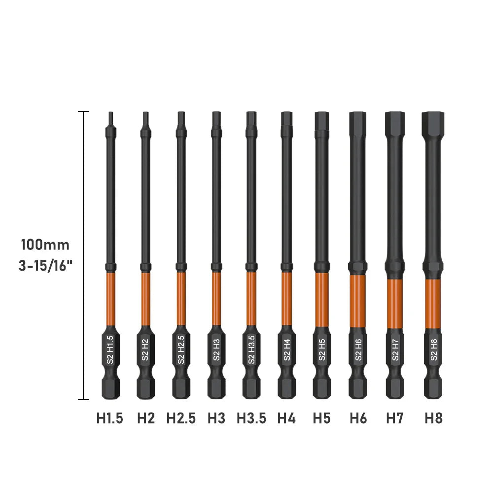 Impact Torx Bit Set-3/6 Inch  (T7-T40) & Impact Hex Head Allen Wrench Drill Bit Set-2/4 Inch  (H1.5-H8)  With CNC Machined Tips,
