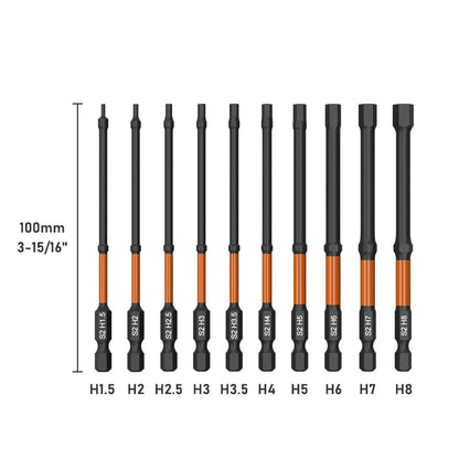 Impact Torx Bit Set-3/6 Inch  (T7-T40) & Impact Hex Head Allen Wrench Drill Bit Set-2/4 Inch  (H1.5-H8)  With CNC Machined Tips,
