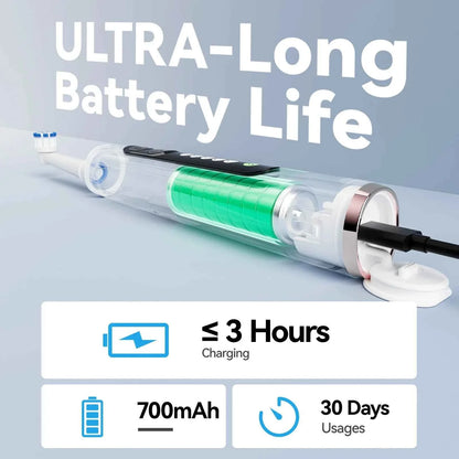 Seago Rotating Electric Toothbrush for Adults with 8 Toothbrush Heads and Travel Box Smart Display 5 Modes Waterproof SG-2607