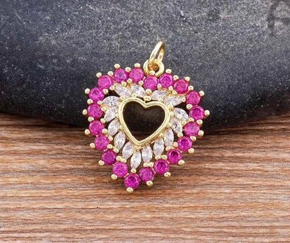 Nidin New Arrival Romantic Heart Shape Sparkling Zircon Pendant Necklace 3 Colors For Women Female Fine Jewelry Gifts Wholesale
