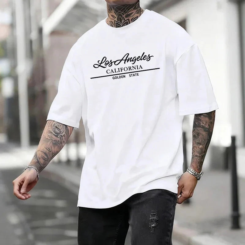 Mens T-shirt Cotton Printing Casual Short Sleeve Outdoors Gym Sports Jogging Tees Summer Plus Size Loose Thin T-shirt Streetwear