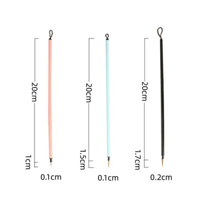 3pcs Art Supplies Pointed Tip Detail Paint Brush Soft Hair Slim Hook Line Brush Steels Handle Drawing Brush Oil Drawing