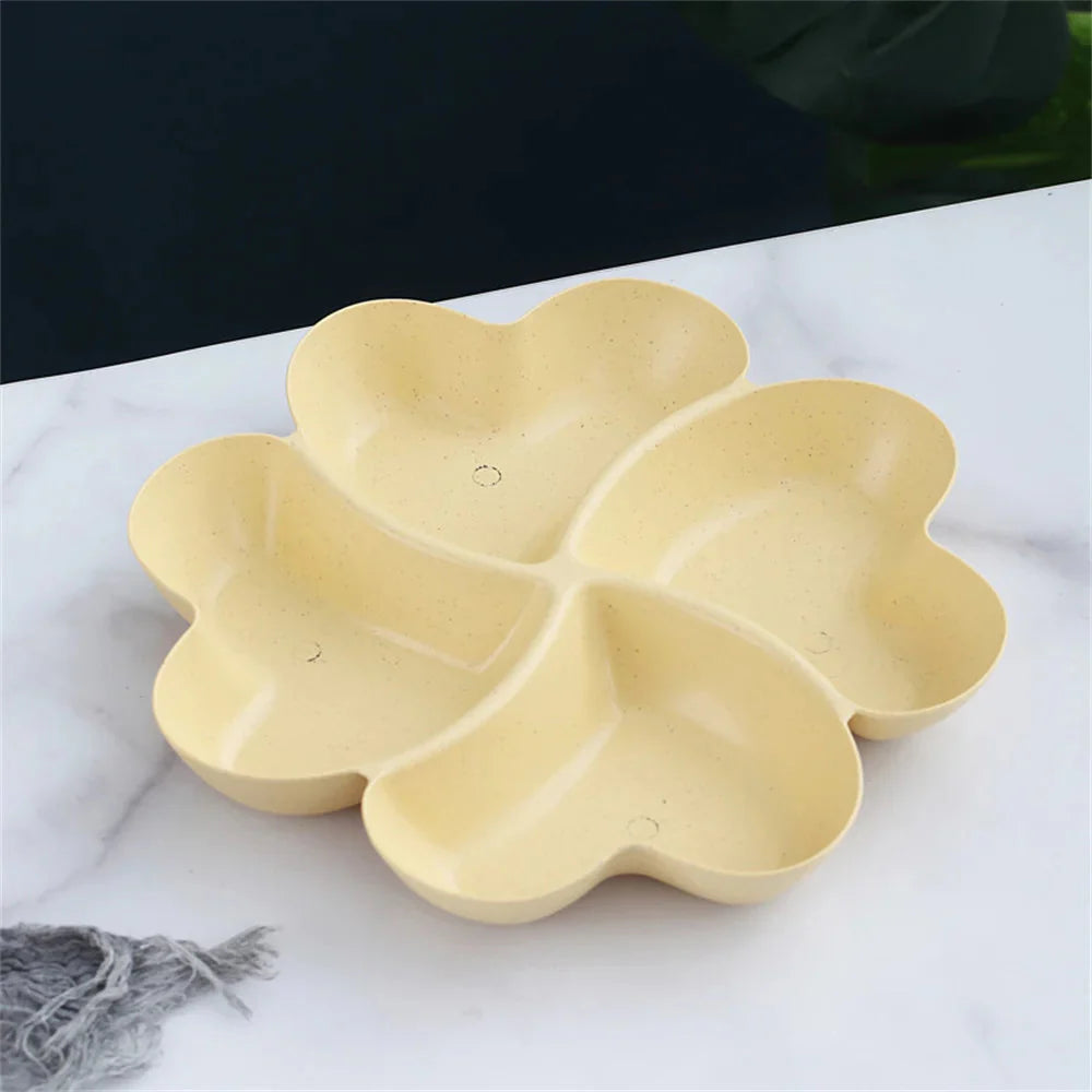 Snack Snack Plate Feel Comfortable Beautiful Shape Wheat Straw Kitchen Bar Utensils Four-leaf Clover Plate Fruit Plate