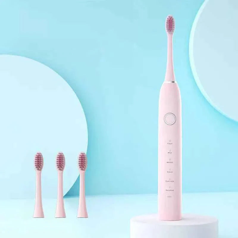 6 Modes Electric Sonic Toothbrush USB Rechargeable for Adults Ultrasonic Tootbrush with 4/8 Replacement Heads Smart Timer IPX7