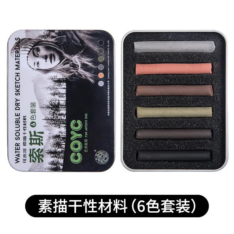 4 Pcs/box Sketch Charcoal Water-soluble Sketching Dry Materials Charcoal Brushes Charcoal Strips Art Painting Supplies