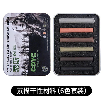 4 Pcs/box Sketch Charcoal Water-soluble Sketching Dry Materials Charcoal Brushes Charcoal Strips Art Painting Supplies