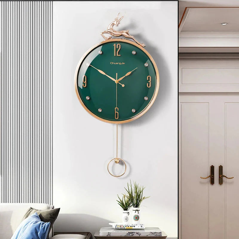 13 Inch Auspicious Deer Wall Clock Nordic Brief Design Living Room Decoration Kitchen Mute Clocks Art Wall Watch Home Decor NEW