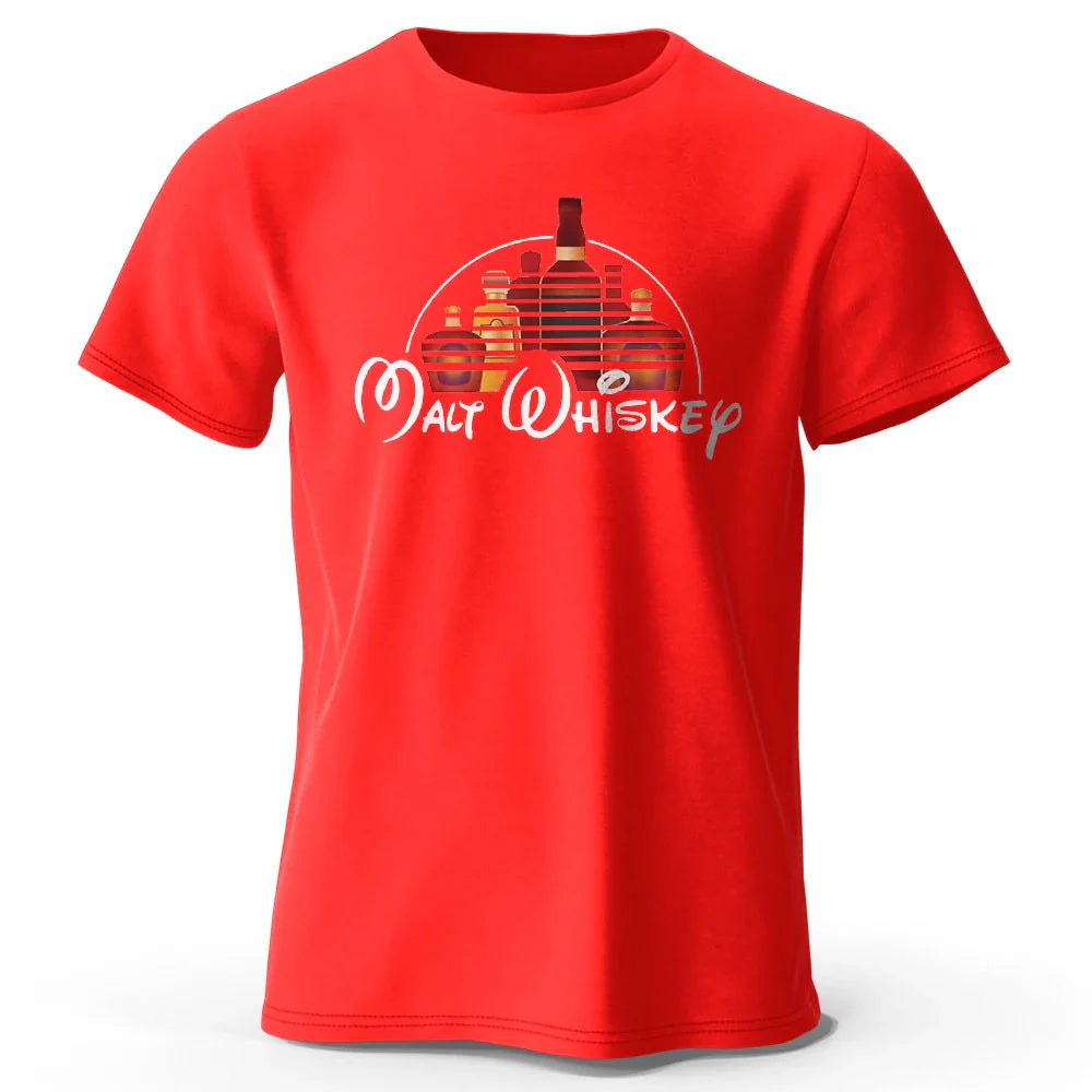 Men's Malt Whiskey Printed T-Shirt 100% Cotton Oversized Funny Graphic Tees for Men Women Summer Tops