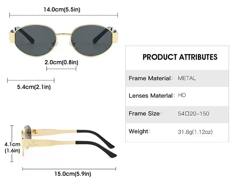 Luxury Metal Brand Sunglasses for Men and Women Unisex Designer Fashion Sun Glasses Oval Unisex Stylish Eyewear Shades UV400