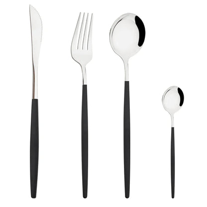 Western Purple Silver Tableware New Dinnerware Set 4Pcs Stainless Steel Kitchen Knife Fork Spoon Complete Cutlery Flatware Set